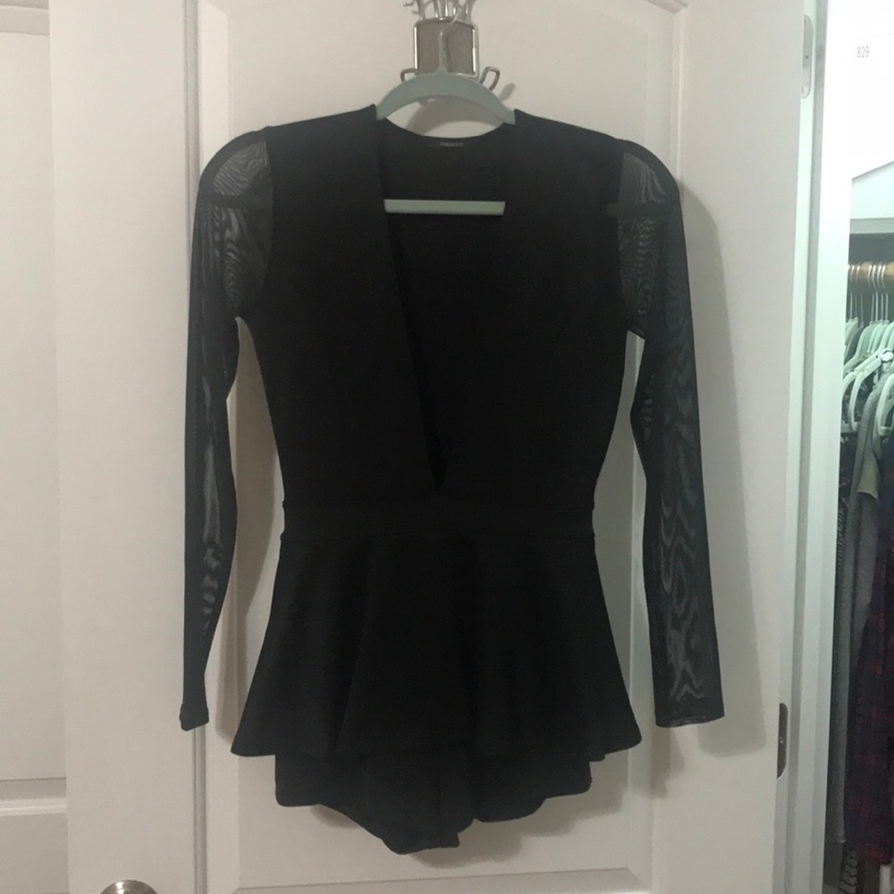 Black peplum romper